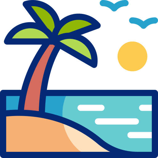 Summer beach vacation destination with sun and sand