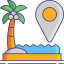 Travel destination pin marker for vacation planning